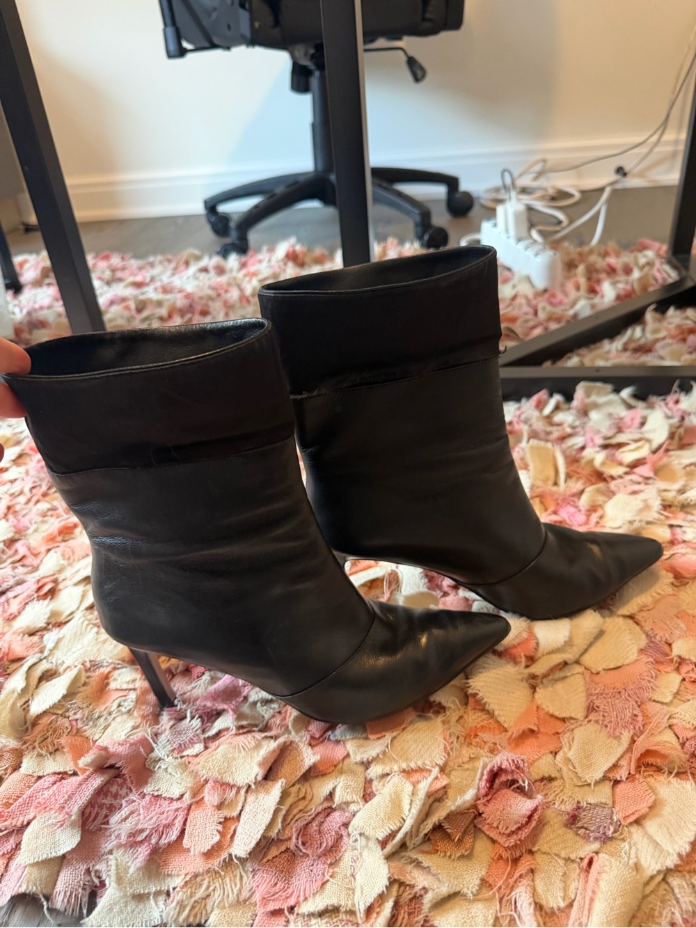 Ivanka Trump Black Pointed-Toe Stiletto Ankle Boots